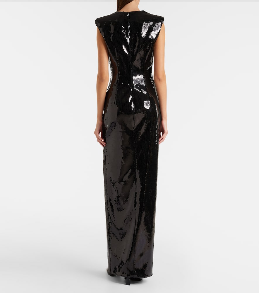 Chain-detail sequined gown