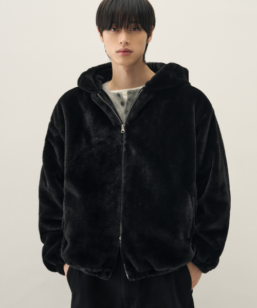 Bearon Fur Hooded Zip-Up Jacket