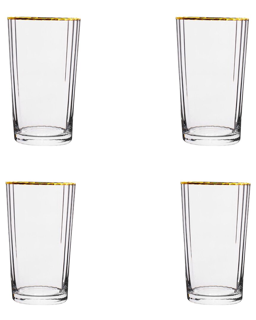 Set of 4 Grace Gold Rim Glassware: Hiball