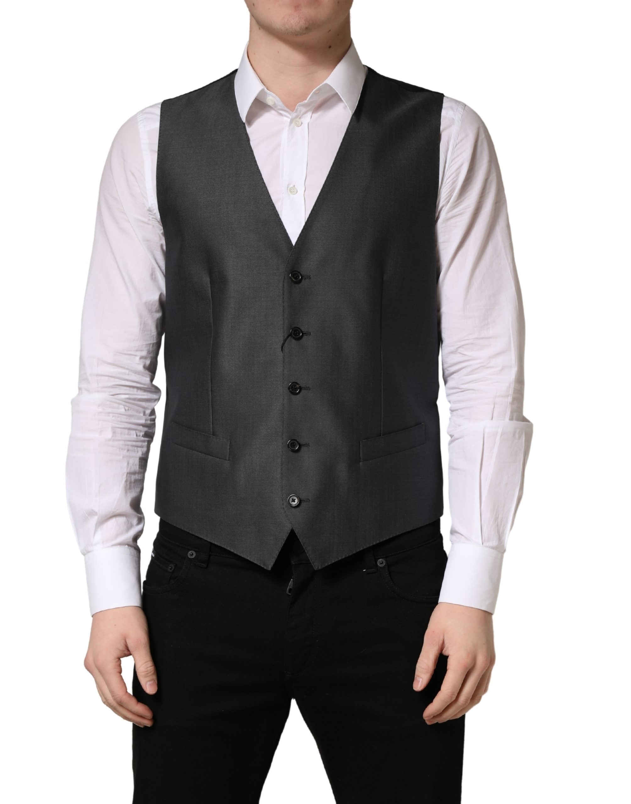 Virgin Wool and Silk Vest — Black