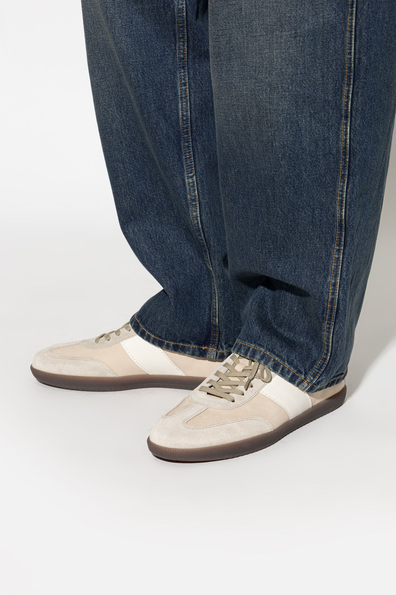 Leather Sports Shoes, Men's, Beige