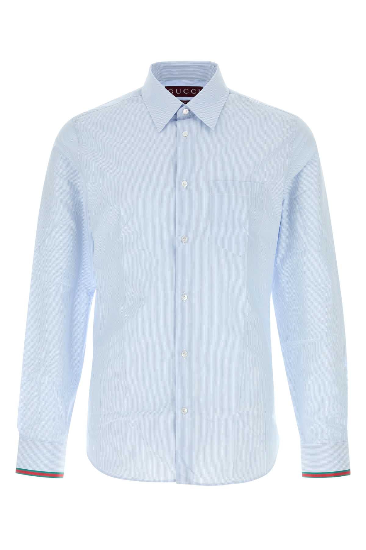 Embroidered Poplin Shirt — Light Blue