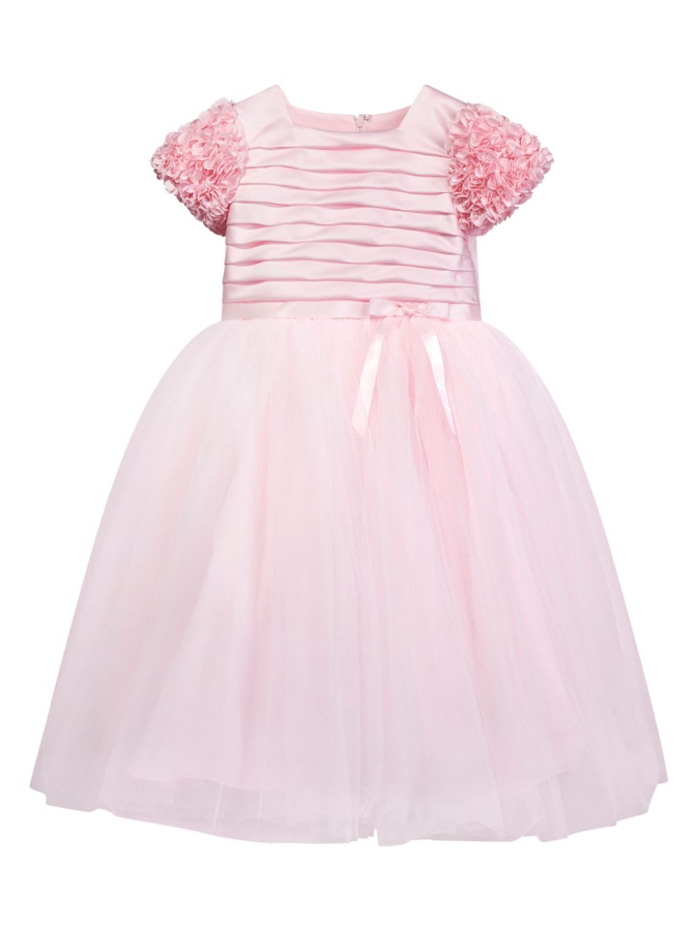 Pleated ruffled belted gown dress - Pink