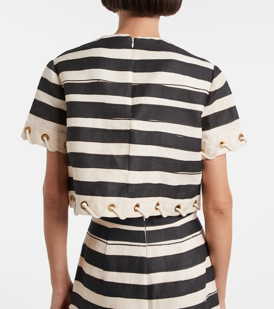 Rebellion striped linen crop top