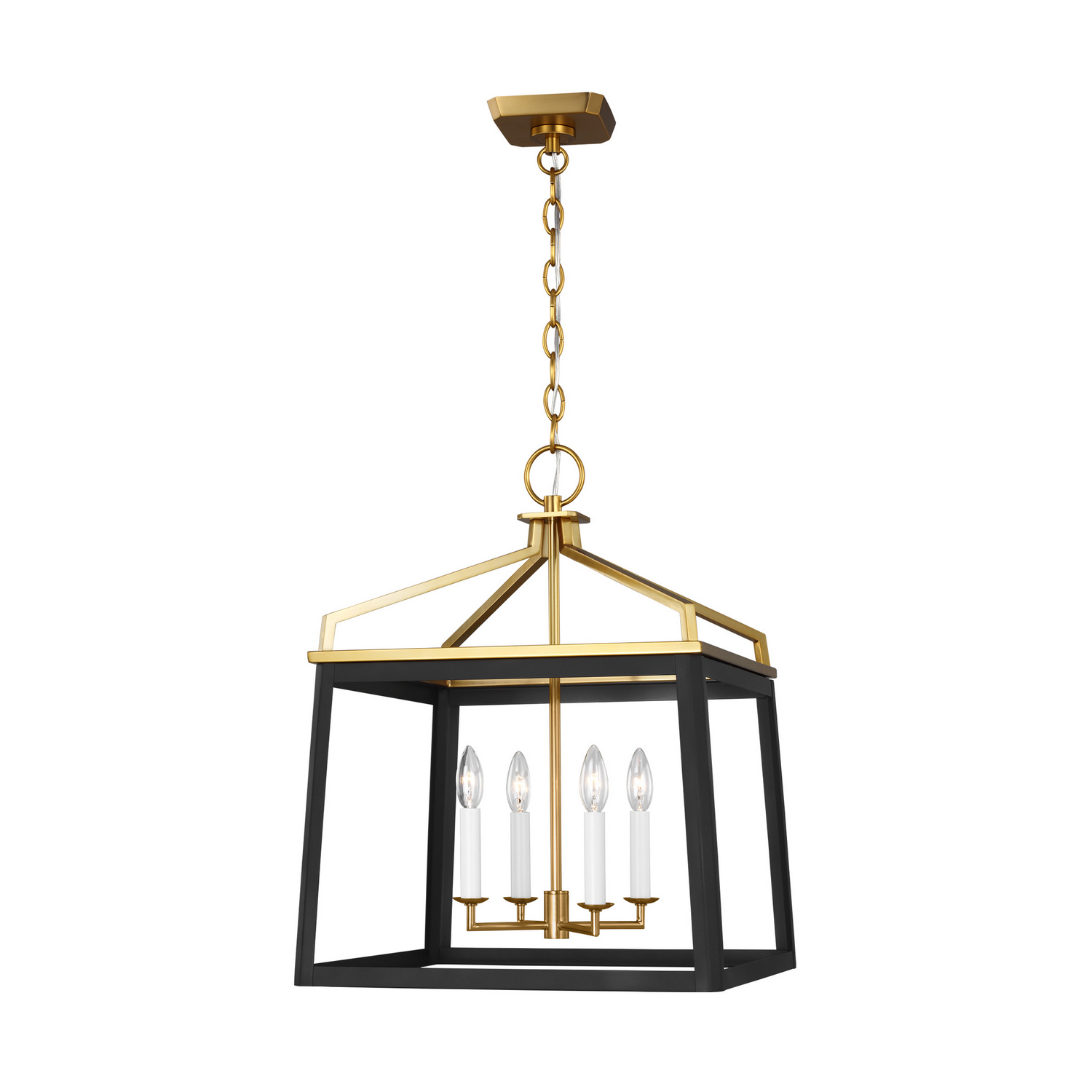 Carlow 4-Light Chandelier in Midnight Black And Burnished Brass by Chapman & Myer