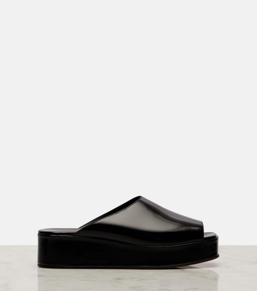 The Row Emi patent leather platform mules