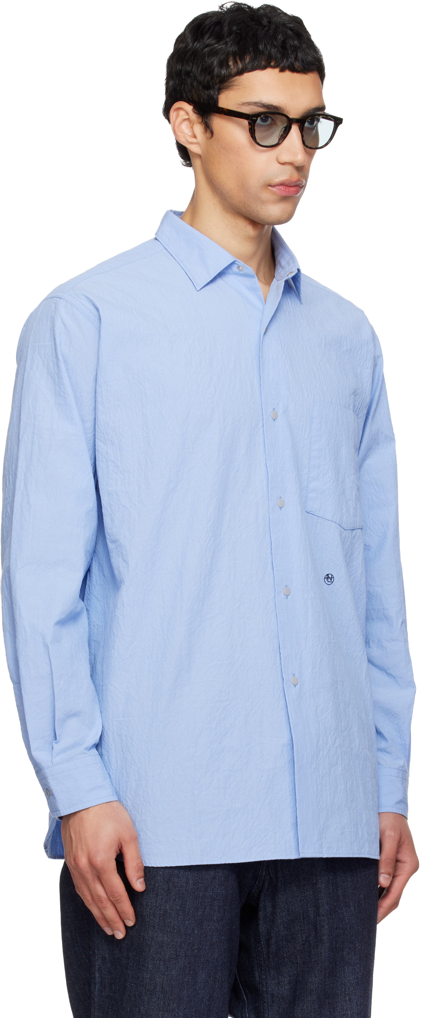 Blue Regular Collar Wind Shirt