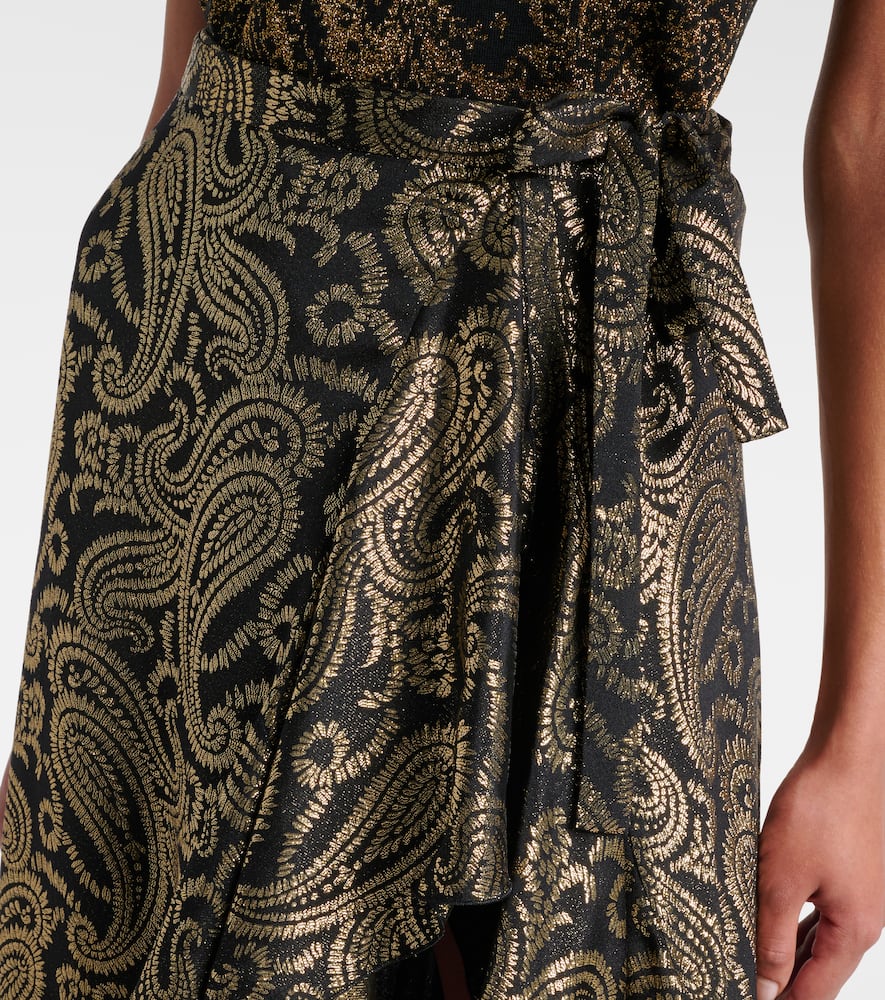 Paisley ruffled silk-blend maxi skirt