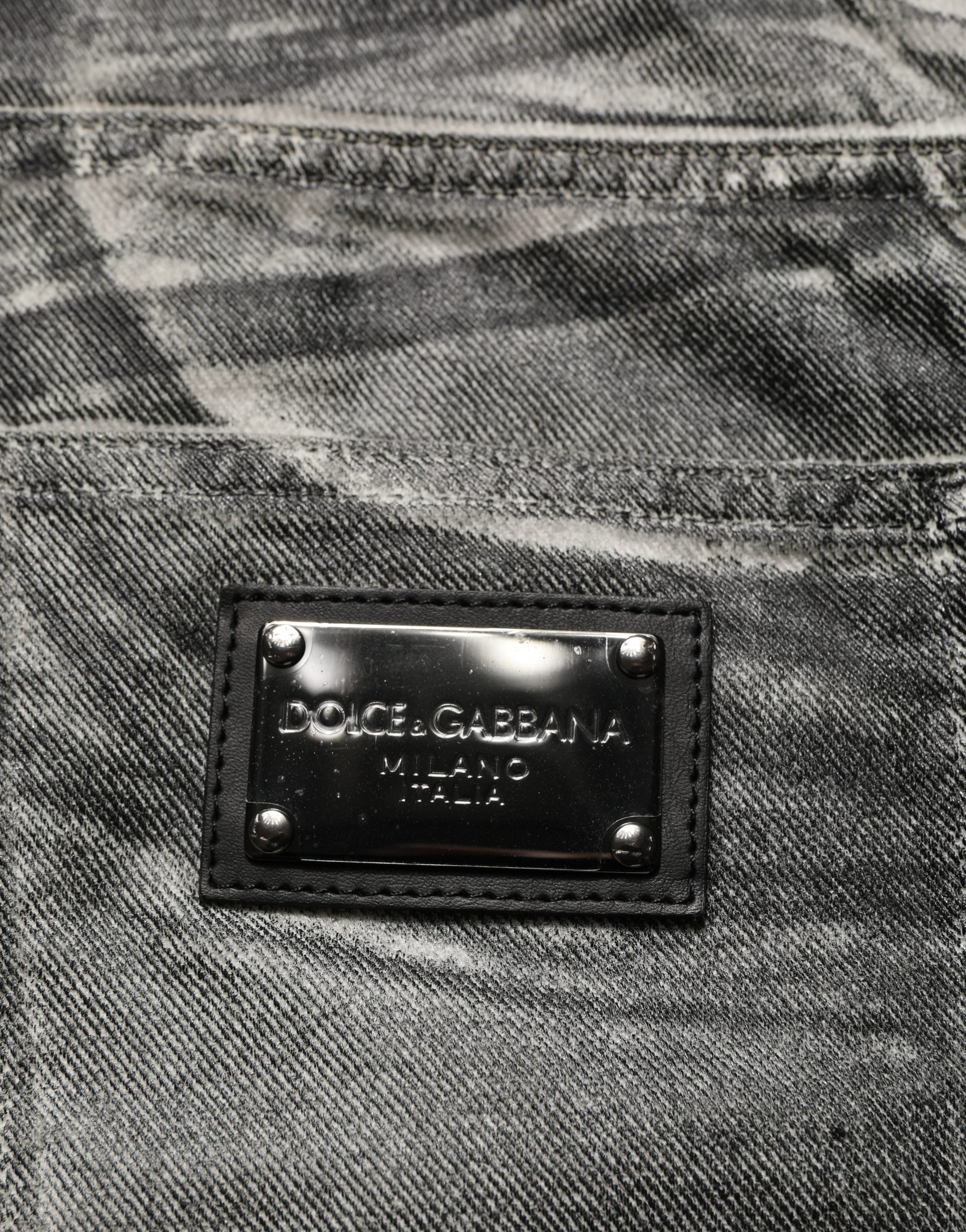 Grey Washed Straight-Cut Denim Jeans — Gray