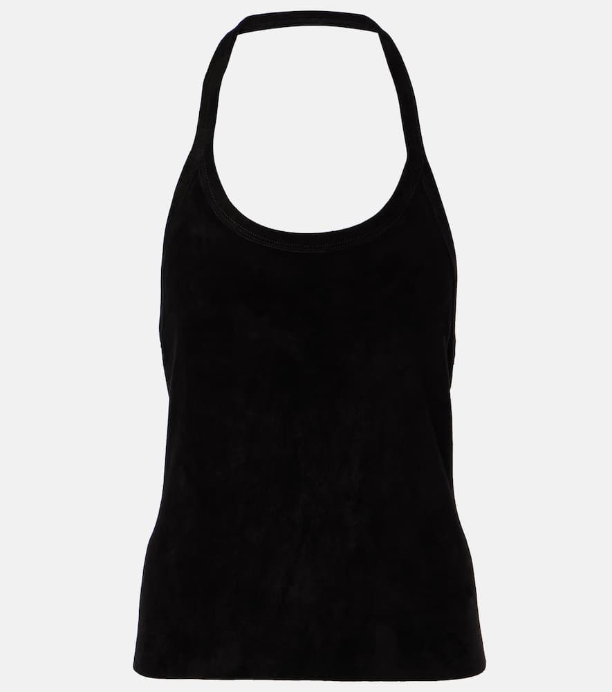 Cherry halterneck suede top
