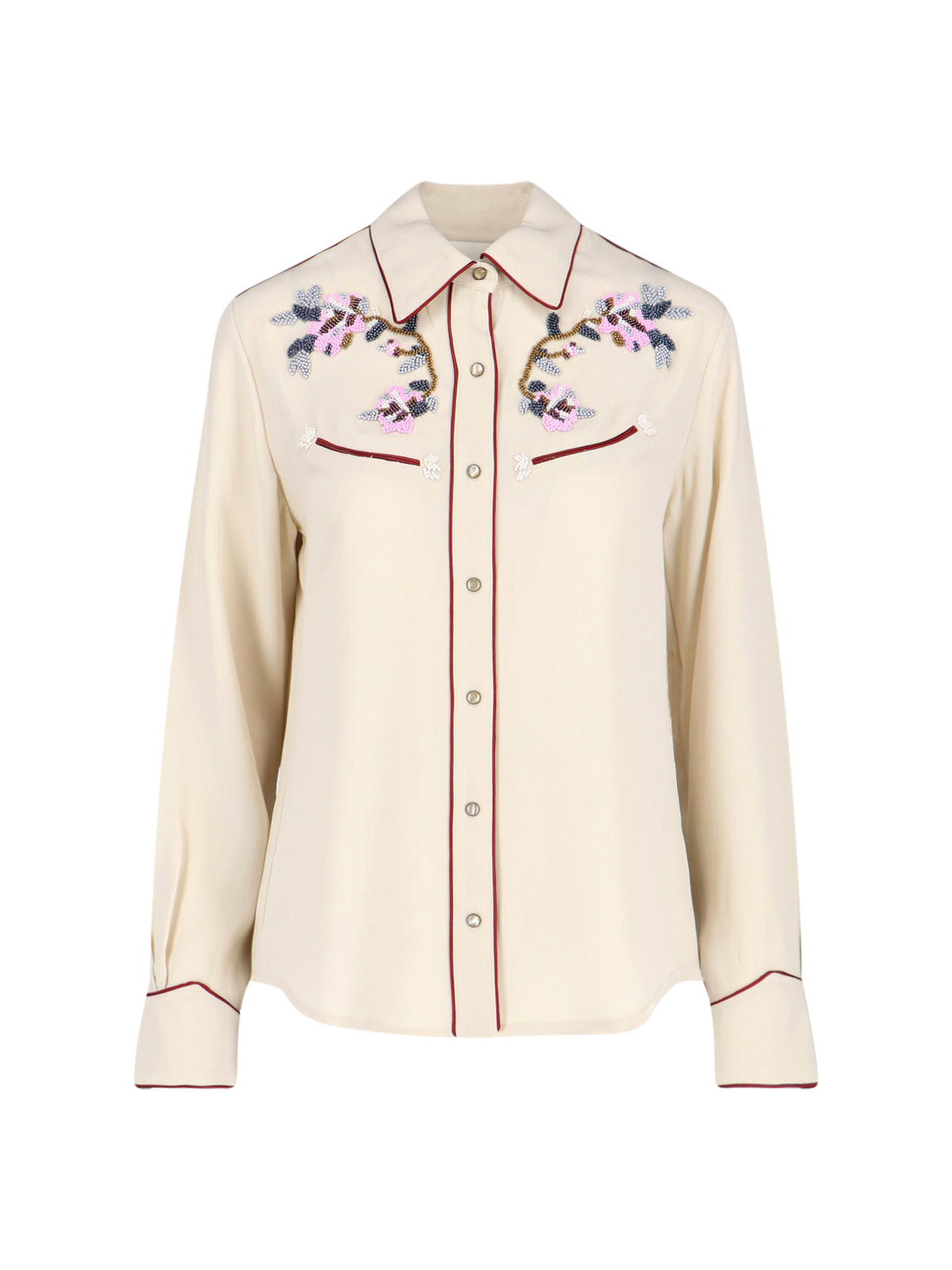Embroidered Bead-Trim Shirt