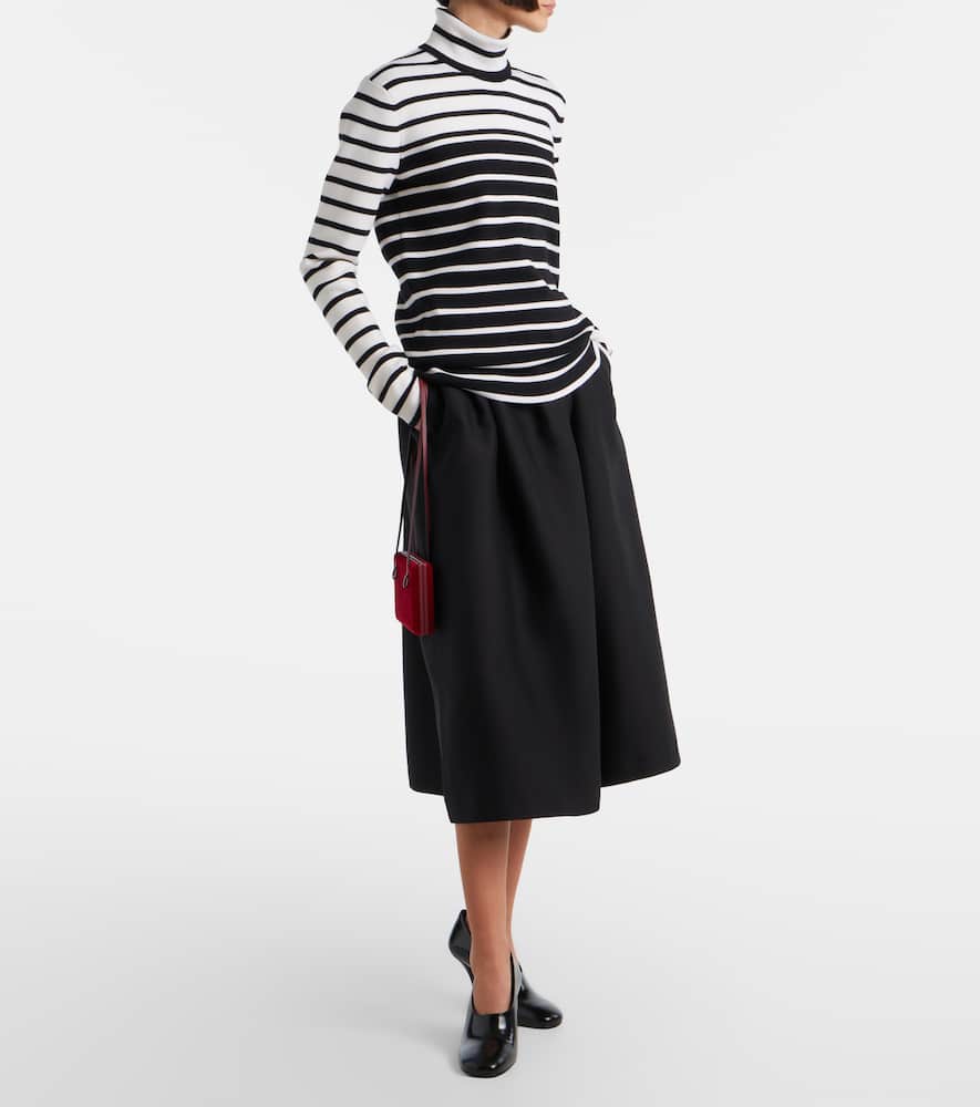 Striped wool-blend turtleneck sweater