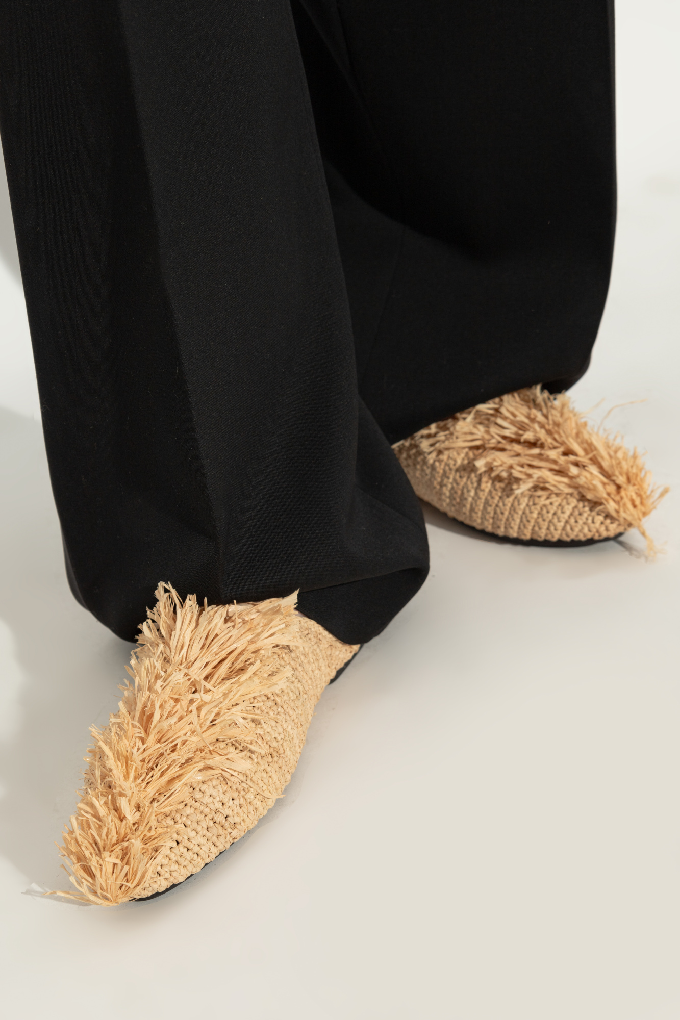 Raffia Slides, Women's, Beige
