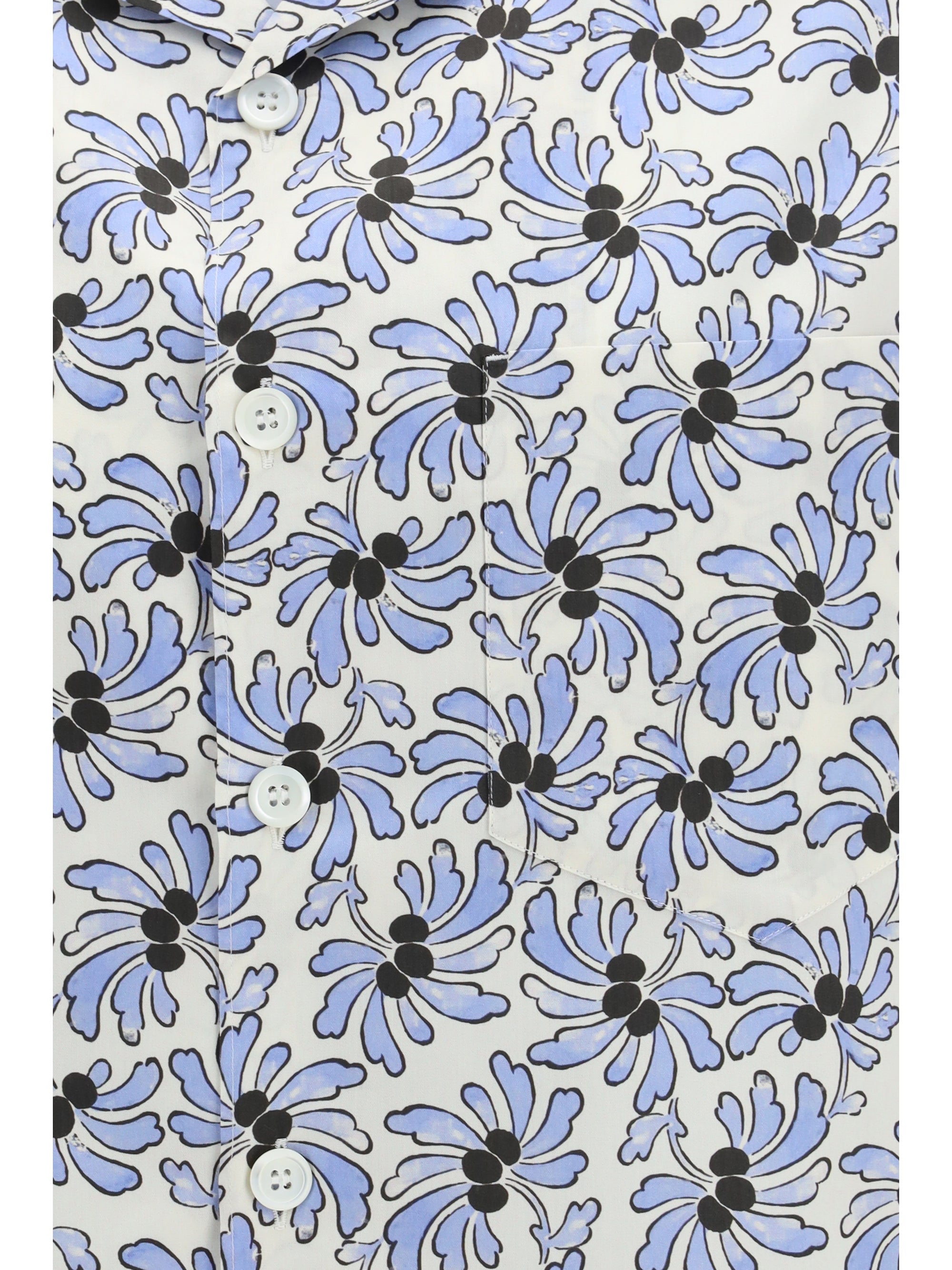 Floral-Print Cotton Shirt — Ivory
