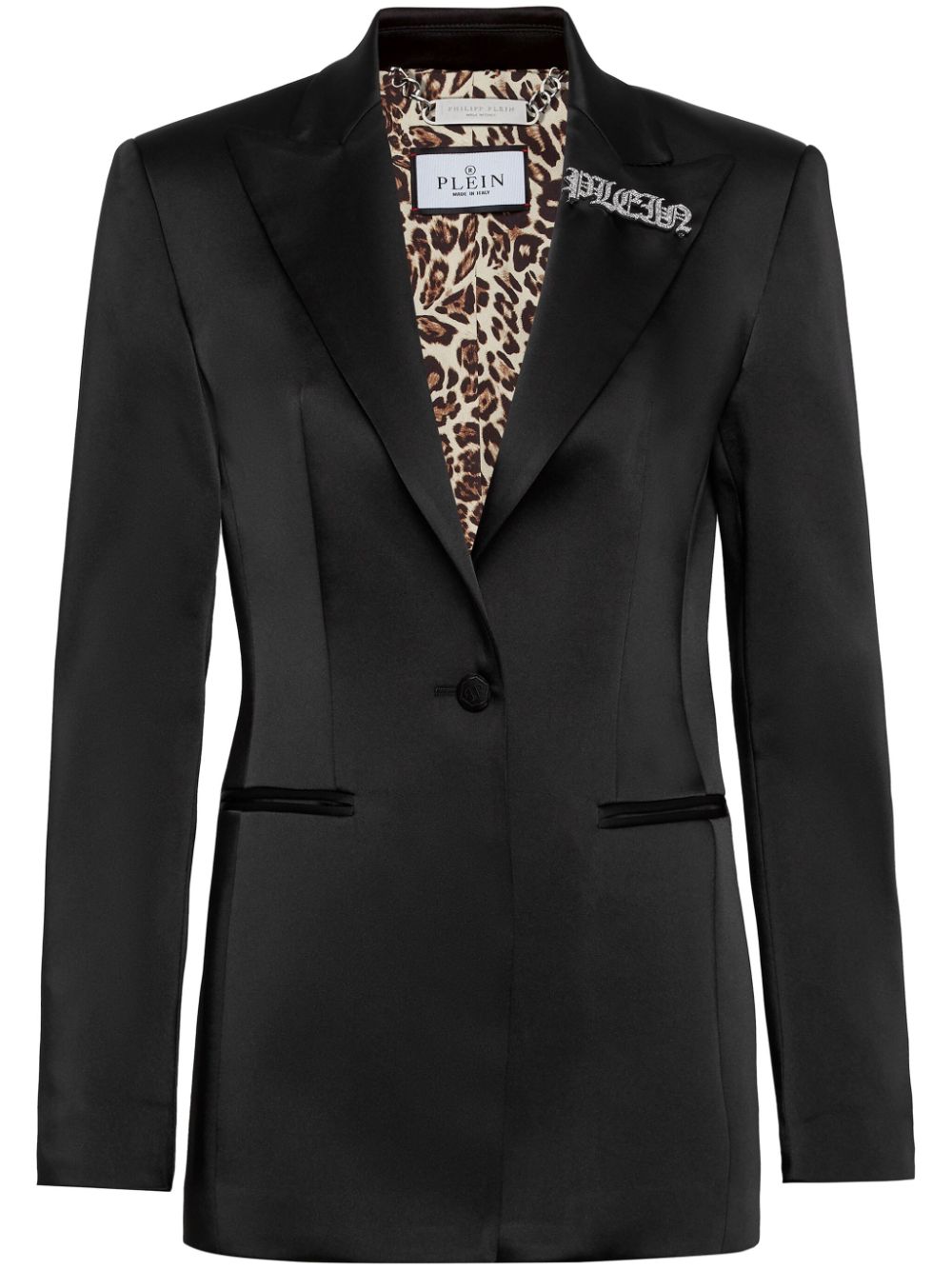 Satin-weave single-breasted blazer - Black