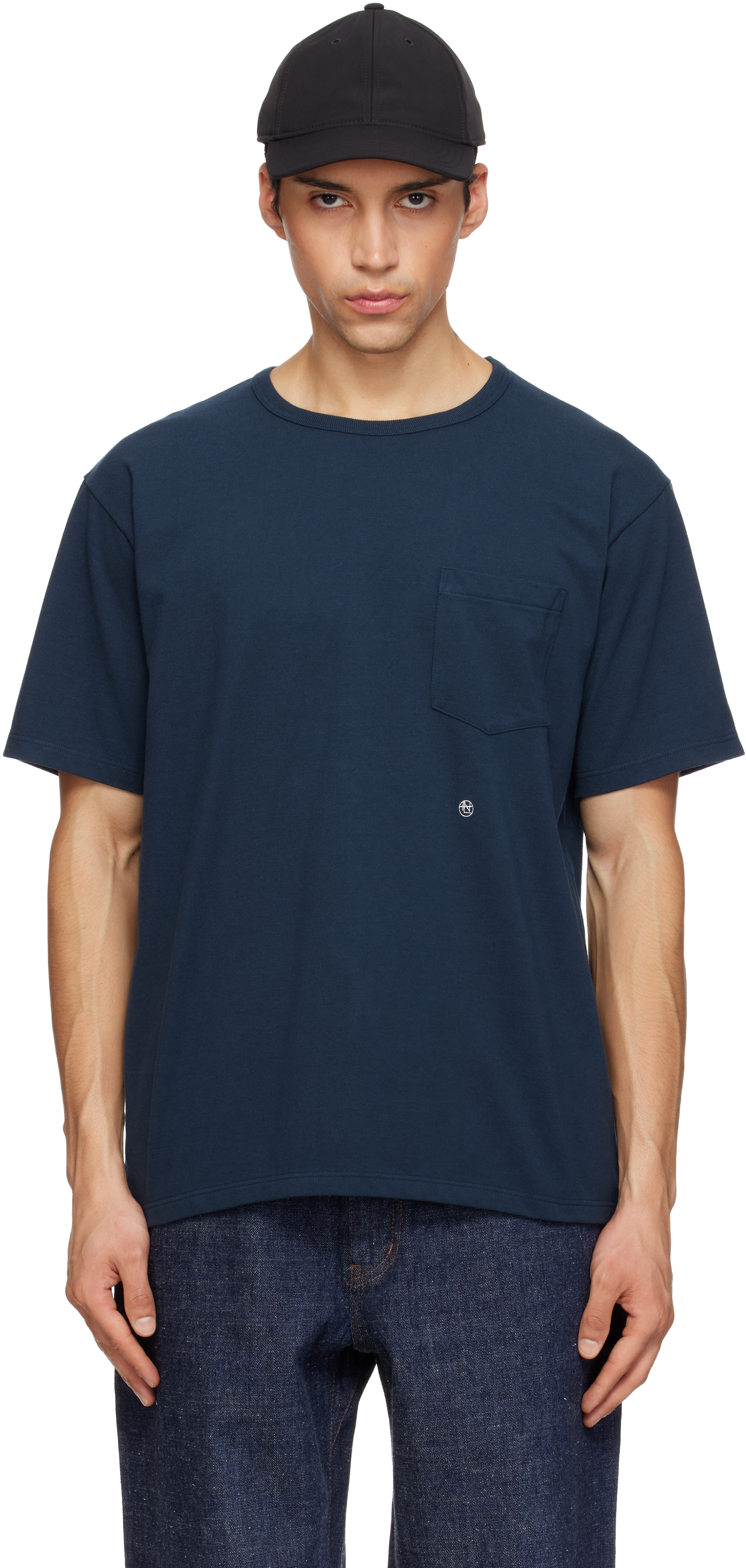 Navy COOLMAX Jersey Pocket T-shirt