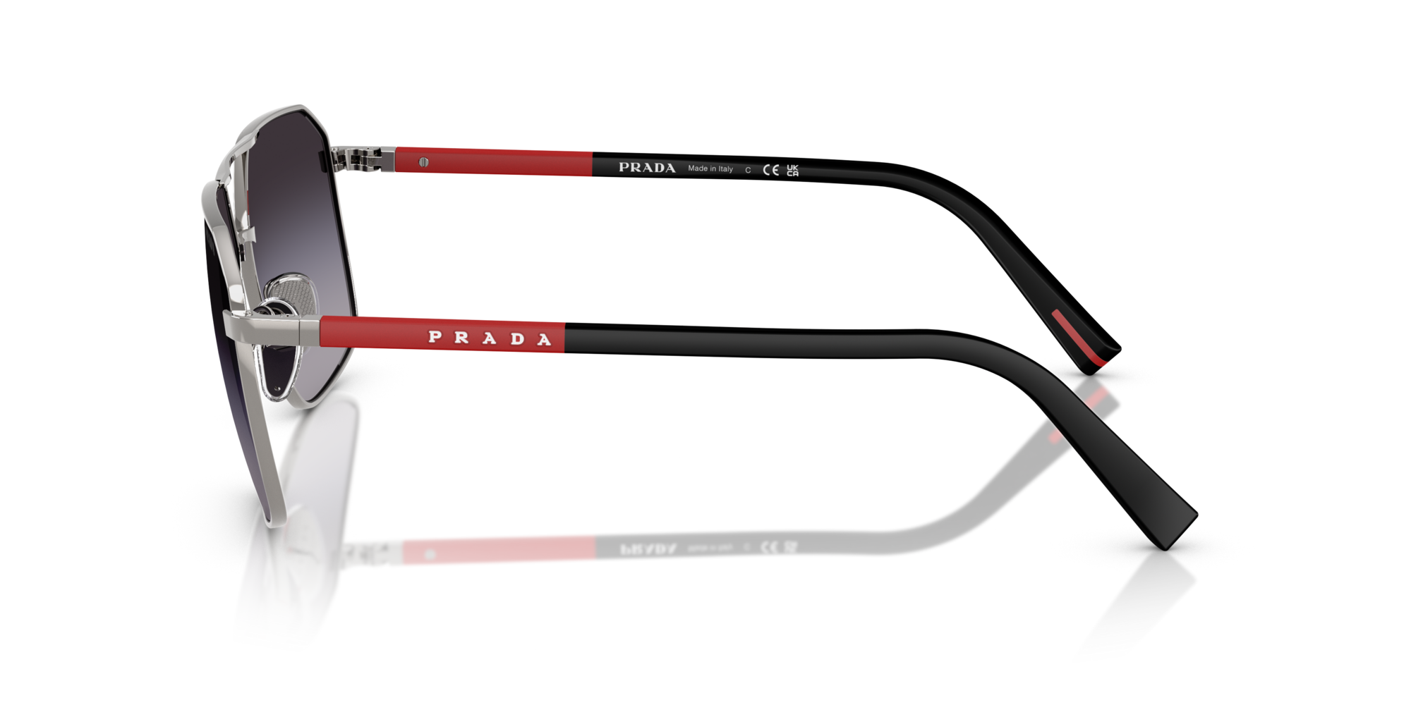 Prada Linea Rossa Man Prada Linea Rossa PS A50S 5AV09U Sunglasses Metal Grey Grey Geometric Normal Shaded