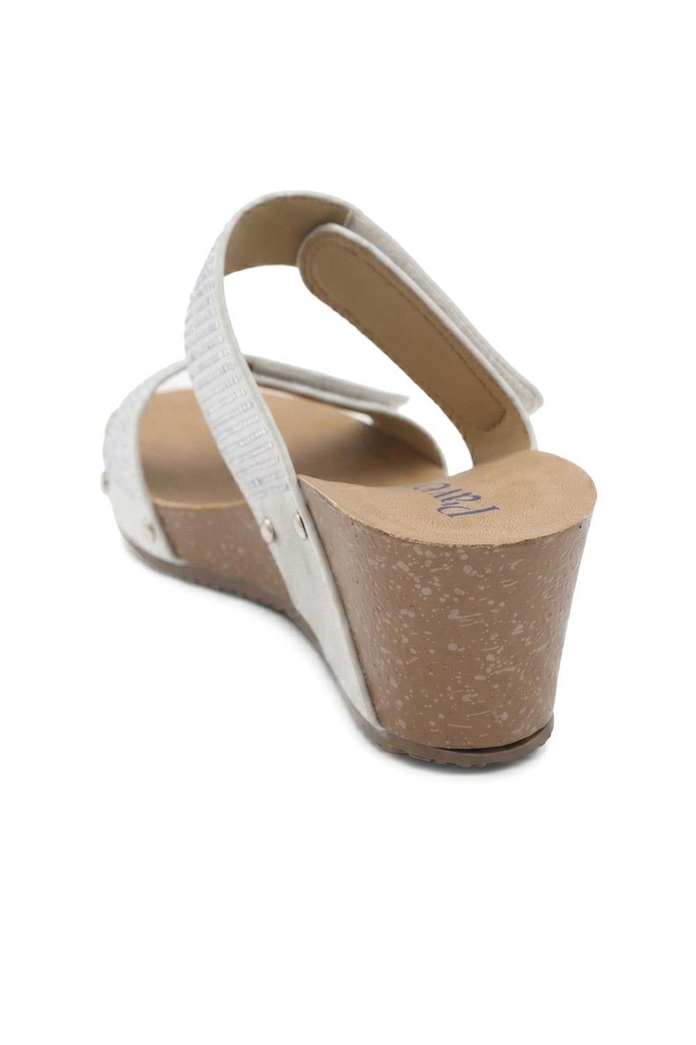 Pavers Women's Dual Adjustable Fasten Wedge Sandals in Metallic
