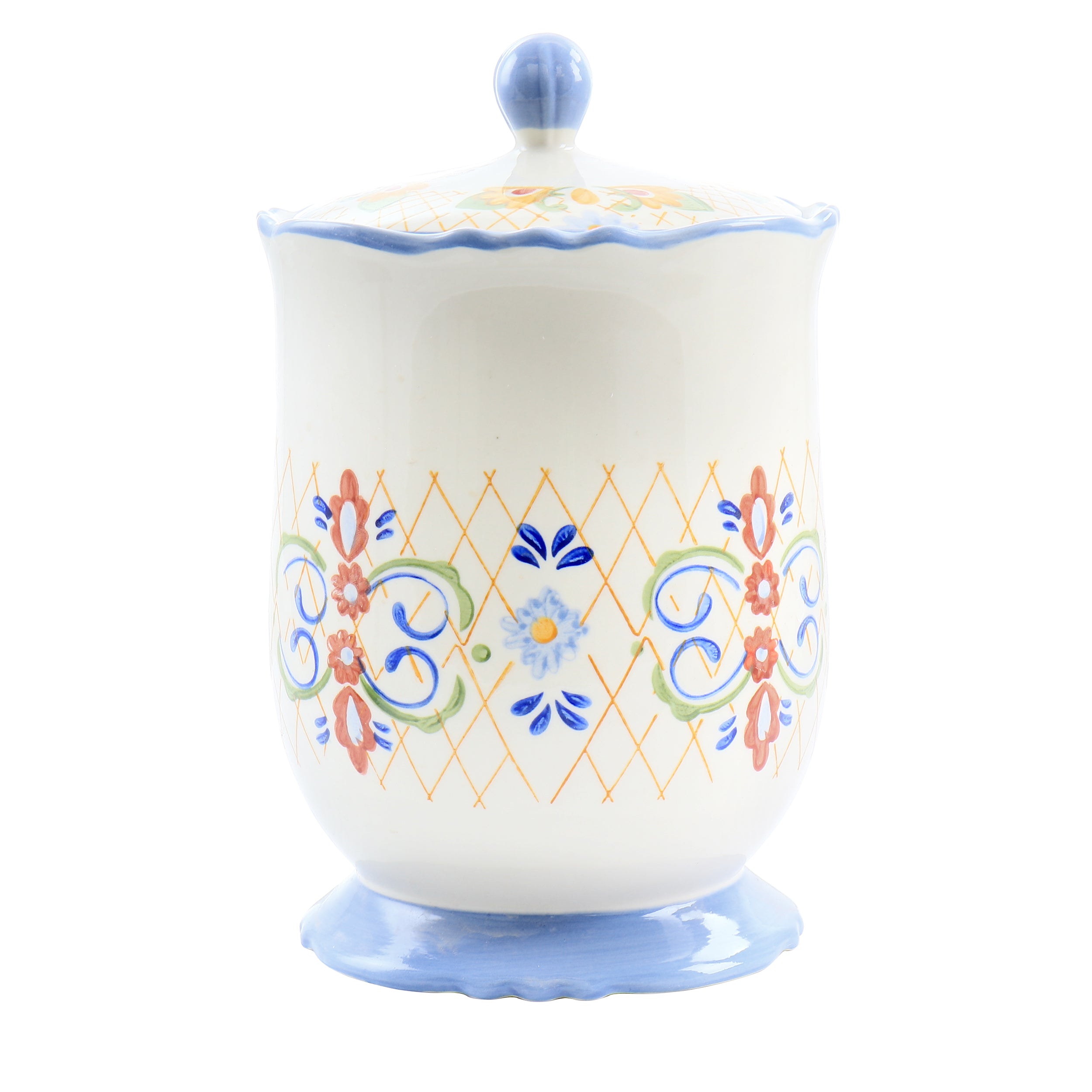California Designs Tierra 2.7 Quarts Hand Painted Stoneware Canister with Lid