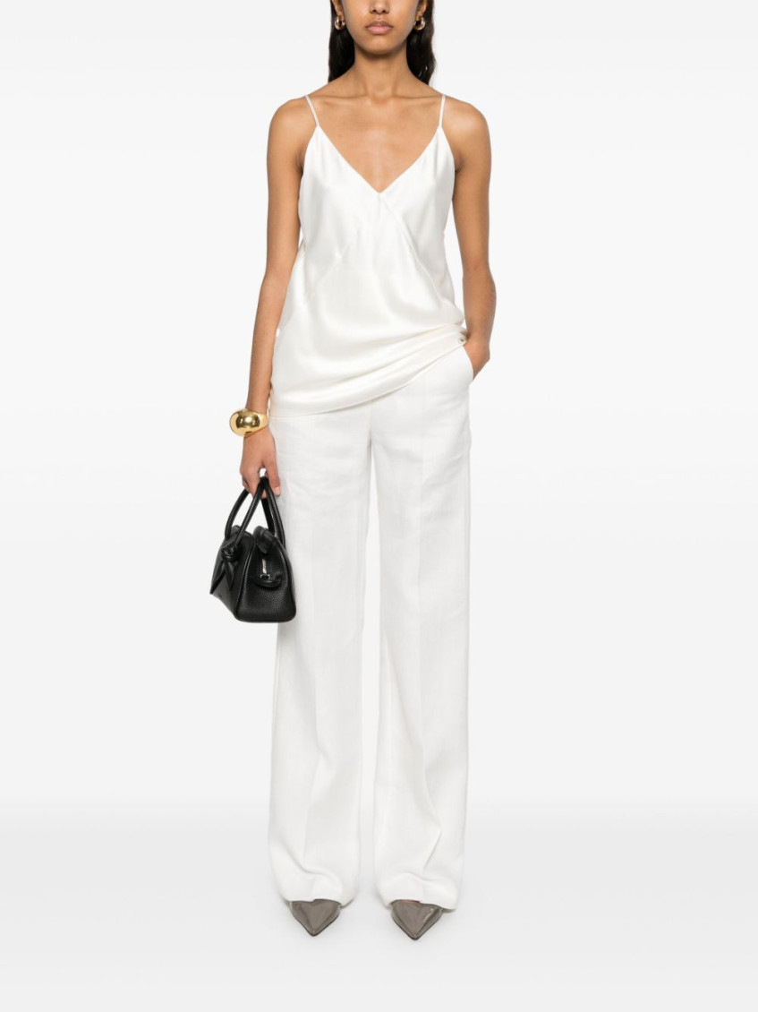 White Aversa linen trousers