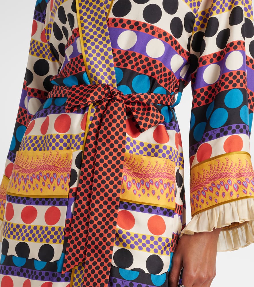 Polka-dot silk beach cover-up