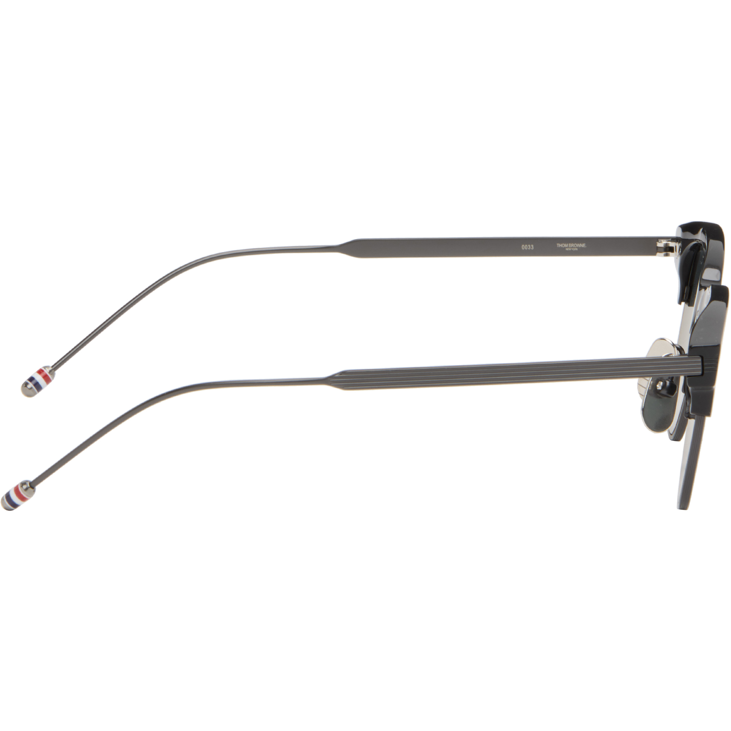 Black Acetate & Titanium Oval Sunglasses