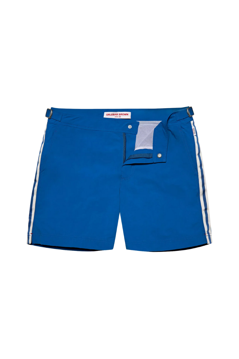 Bold Stripe Tape Shorts — Blue