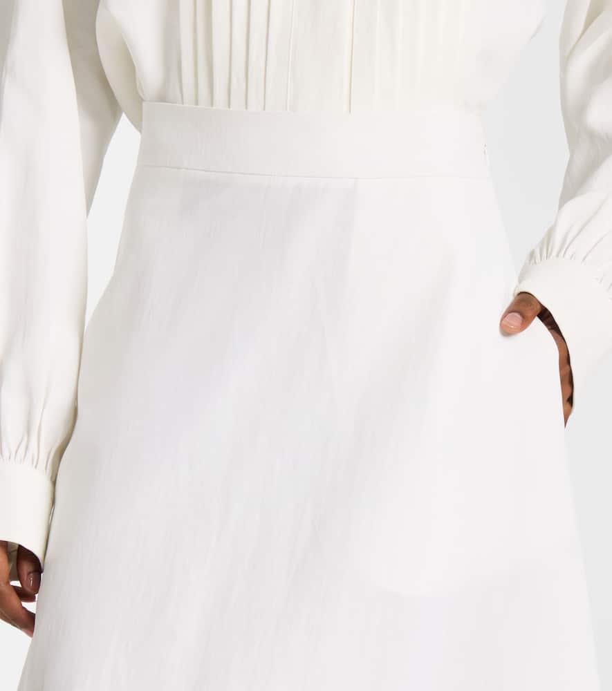 Asymmetric linen midi skirt
