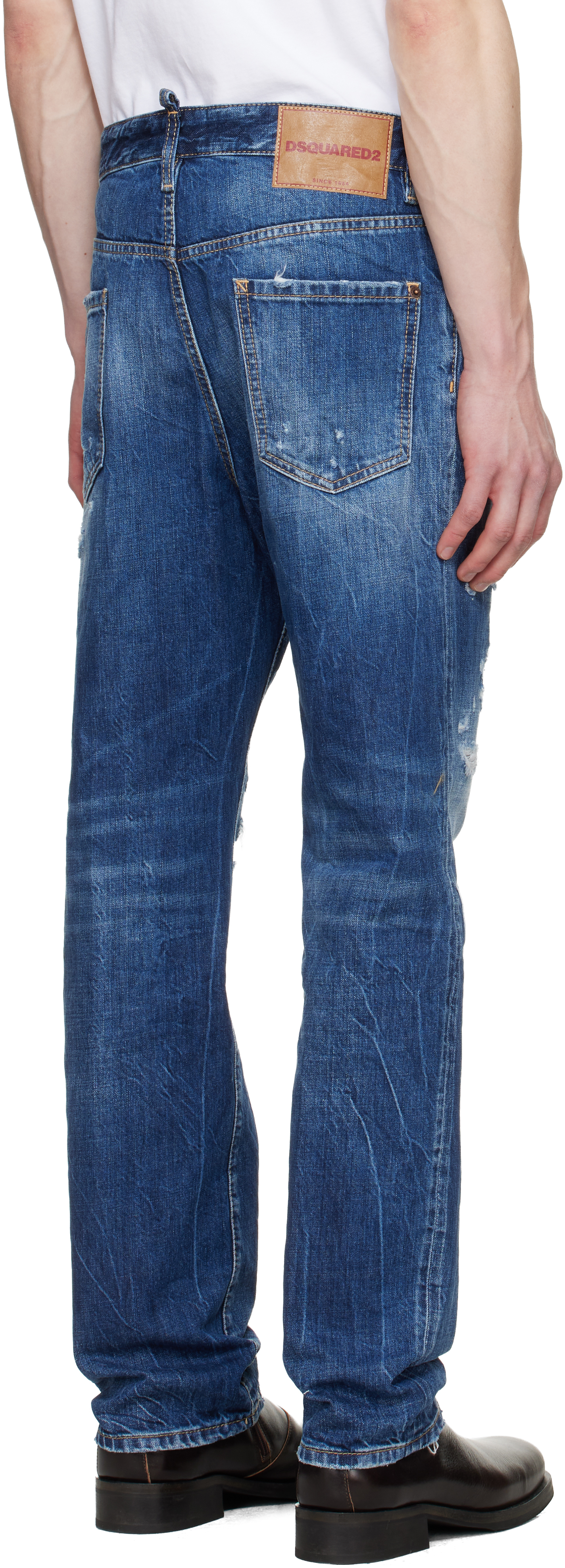 Blue Medium Ripped Wash 642 Jeans