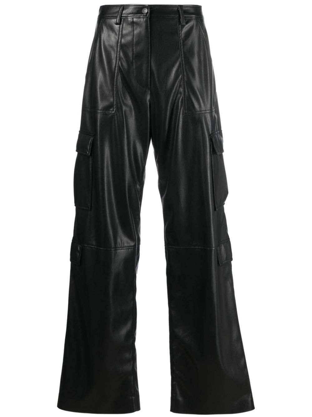 Faux-leather cargo trousers - Black