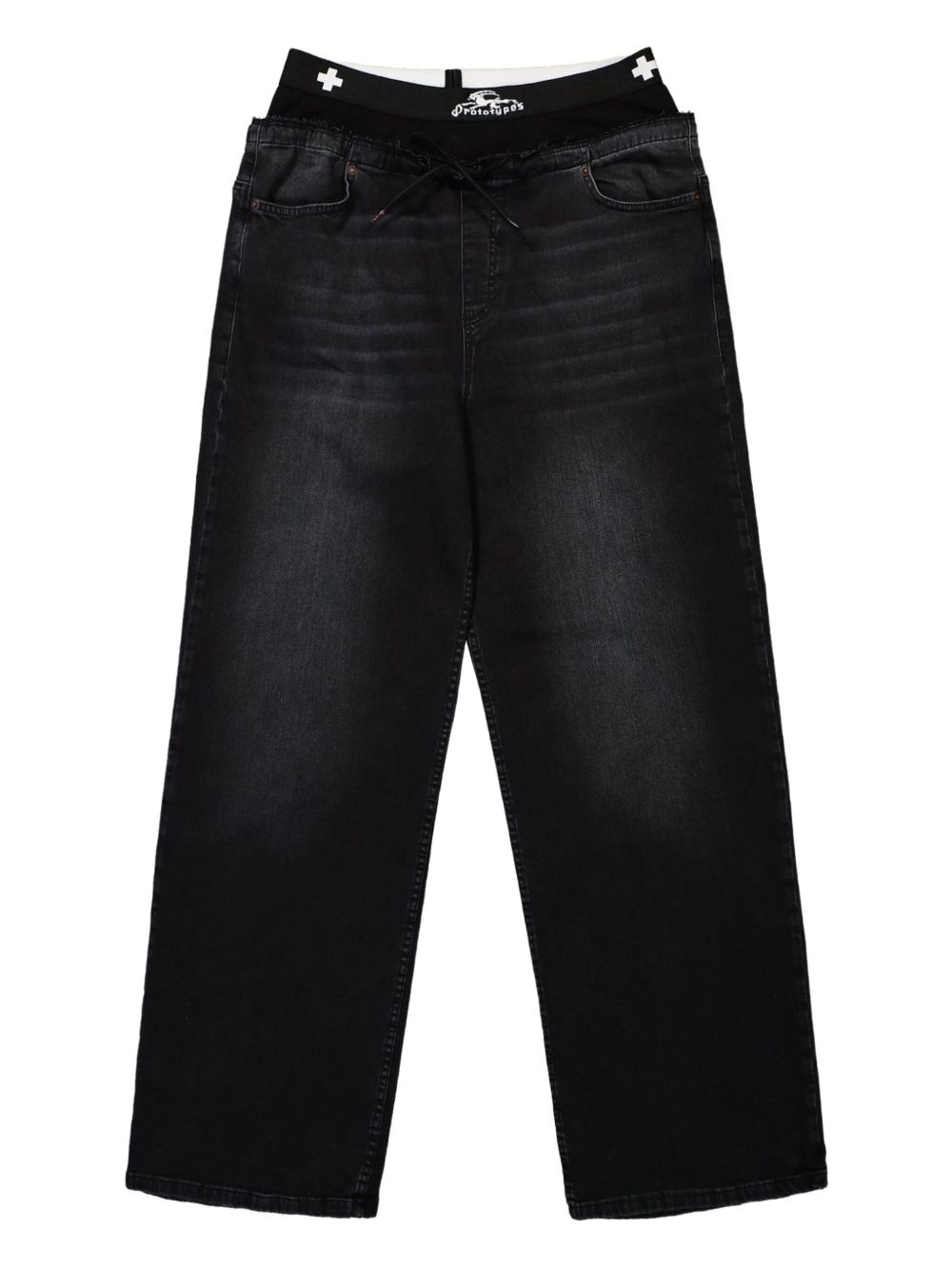 Elasticated-waistband jeans - Black