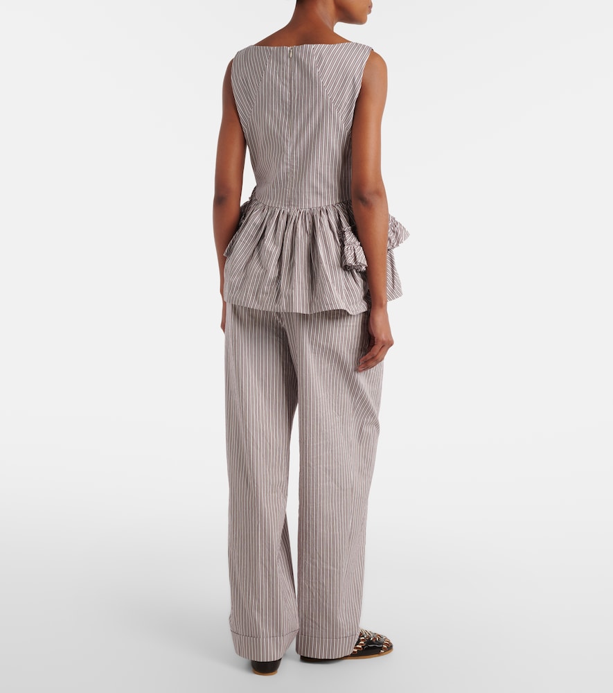 Striped cotton and silk pants