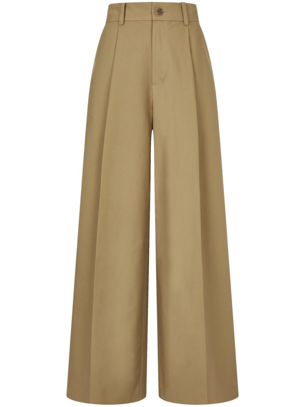 Wide-leg cotton trousers - Neutrals