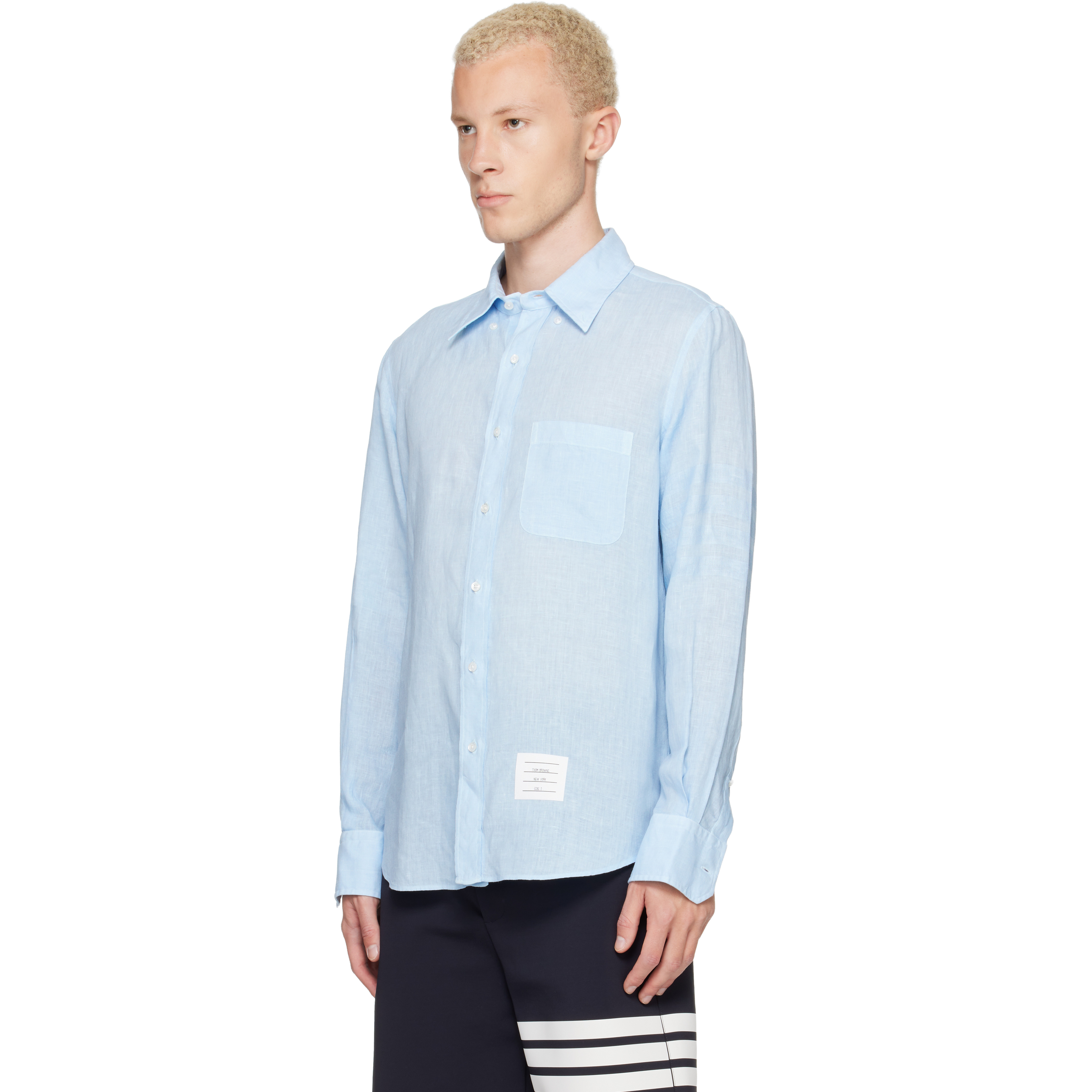 Blue Linen 4-Bar Shirt