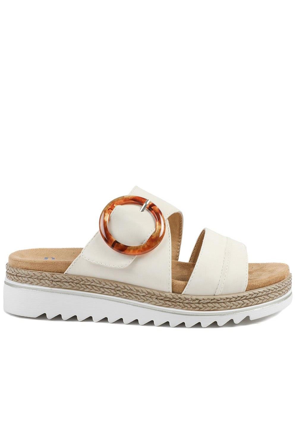 Pavers Women's Adjustable-Fitting Mules in Beige