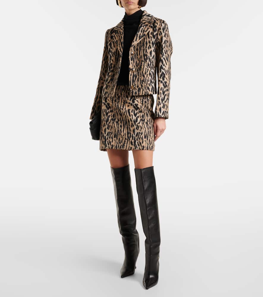 Rixo Mariah leopard-print miniskirt