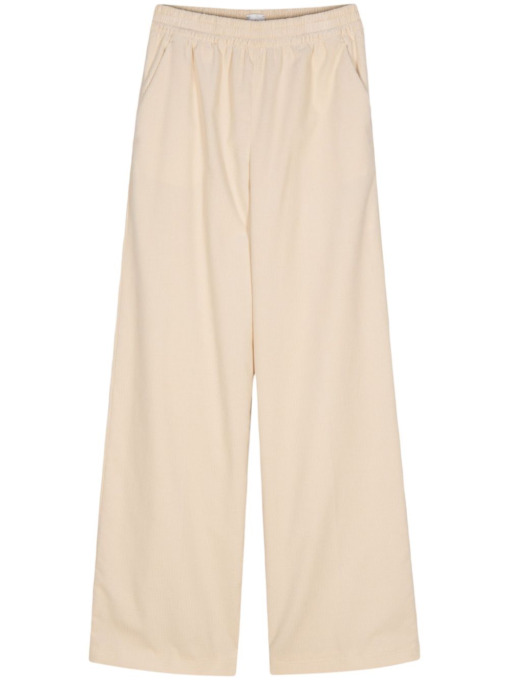 Wide-Leg Corduroy Trousers — Beige