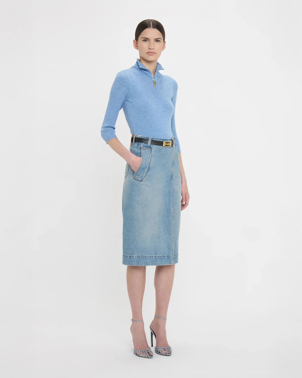 Denim Wrap Detail Skirt