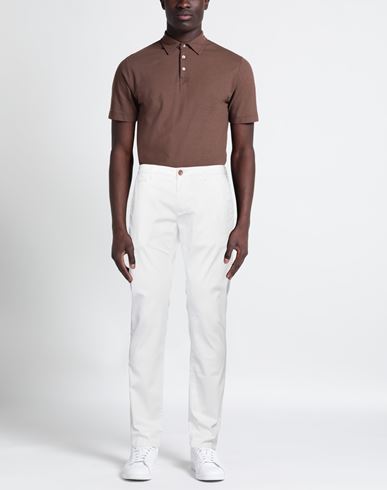 Hand Picked Man Pants White Size 33 Cotton, Elastane