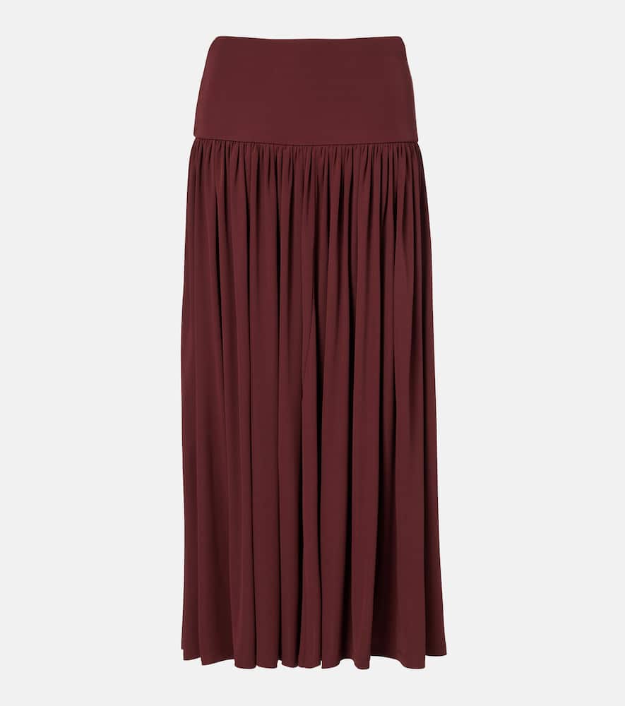 Gathered jersey maxi skirt
