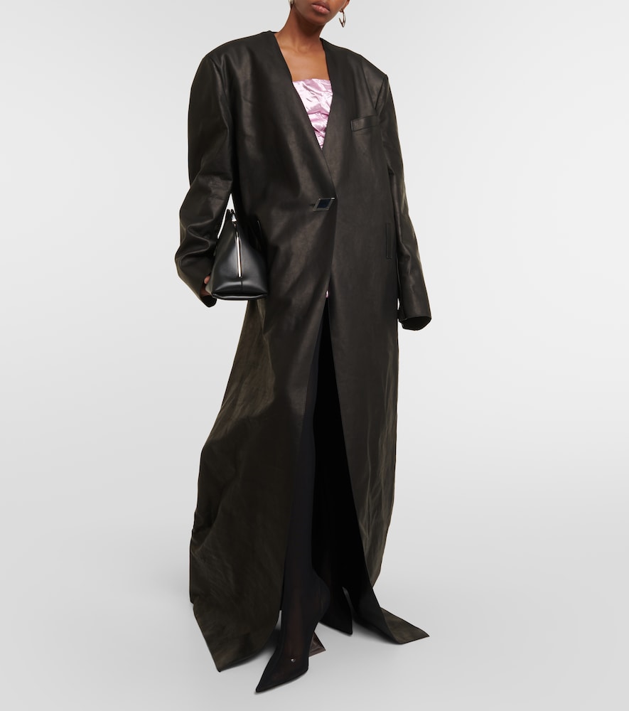 Leather maxi coat