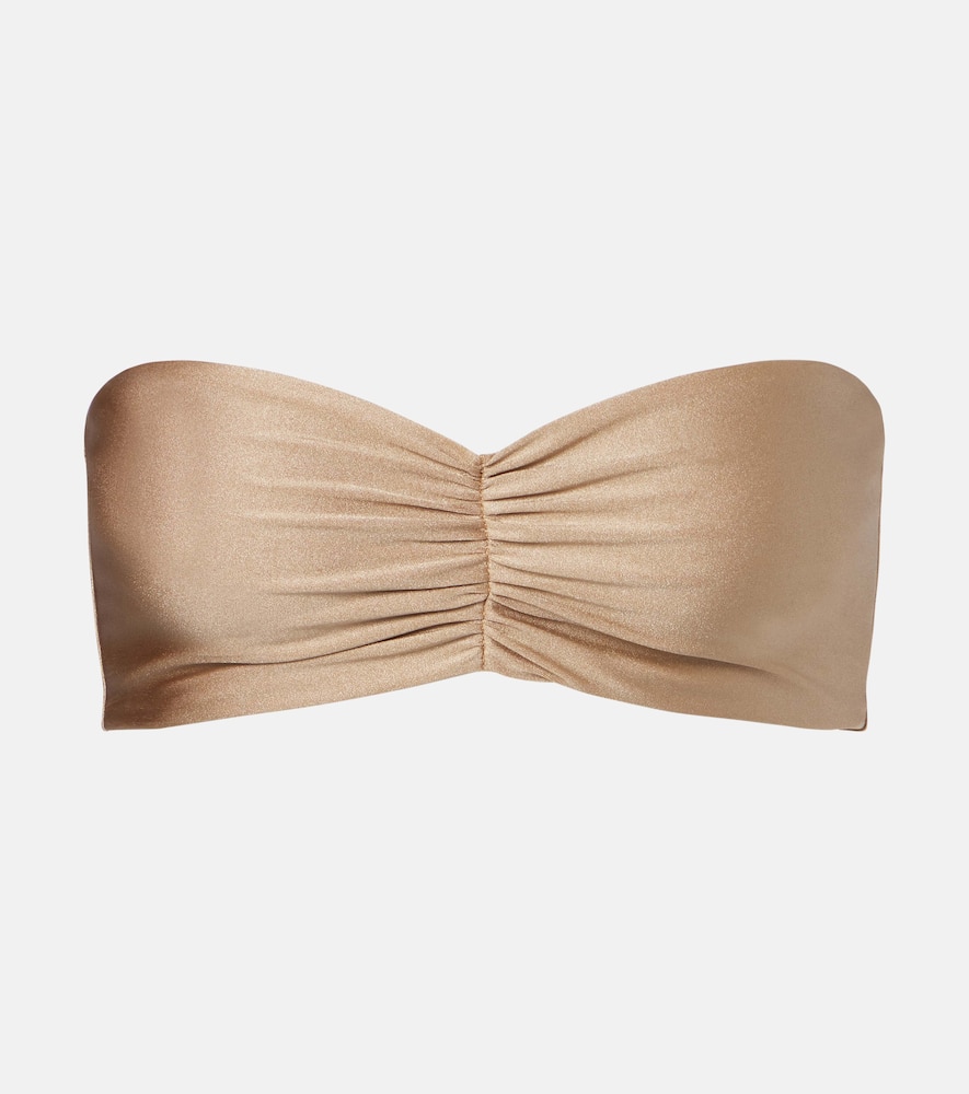 Ava metallic-effect bandeau bikini top
