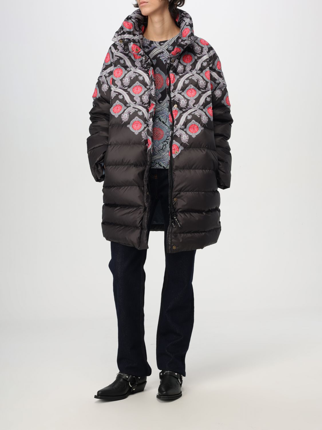 Printed down coat - Black