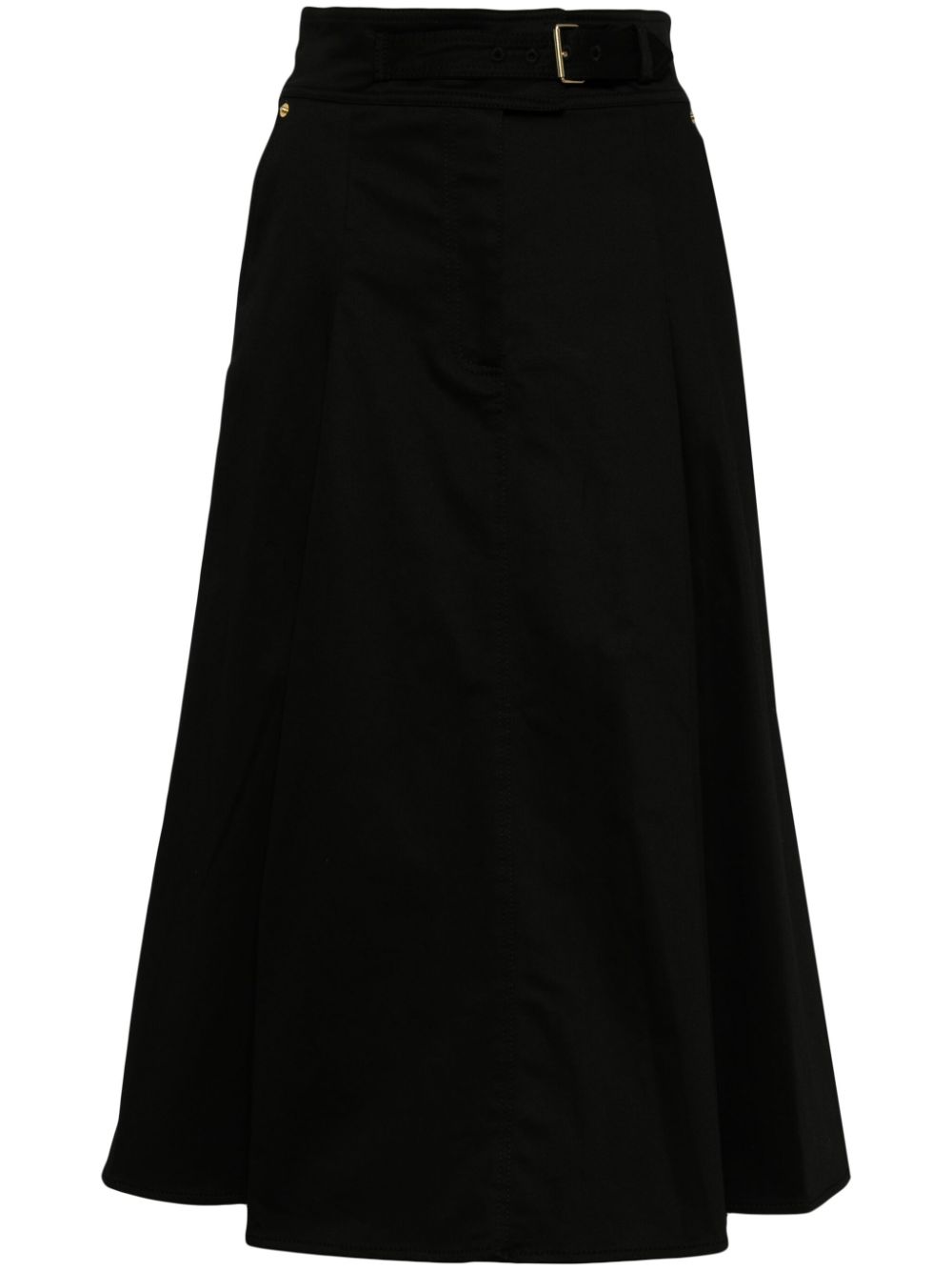 Pleated cotton midi skirt - Black