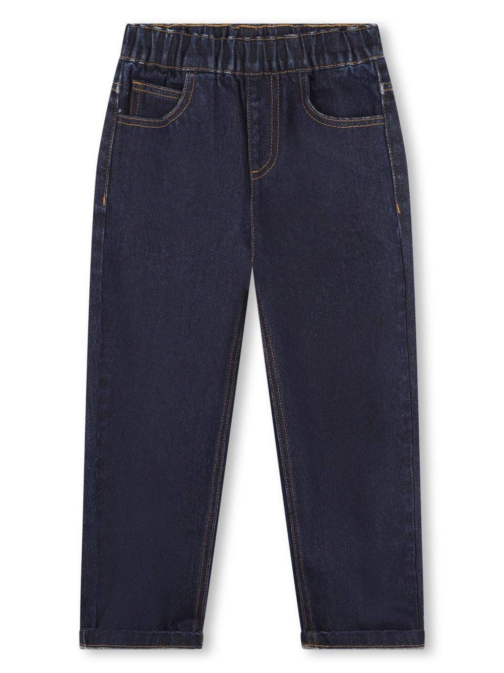 Elasticated-waist tapered jeans - Blue