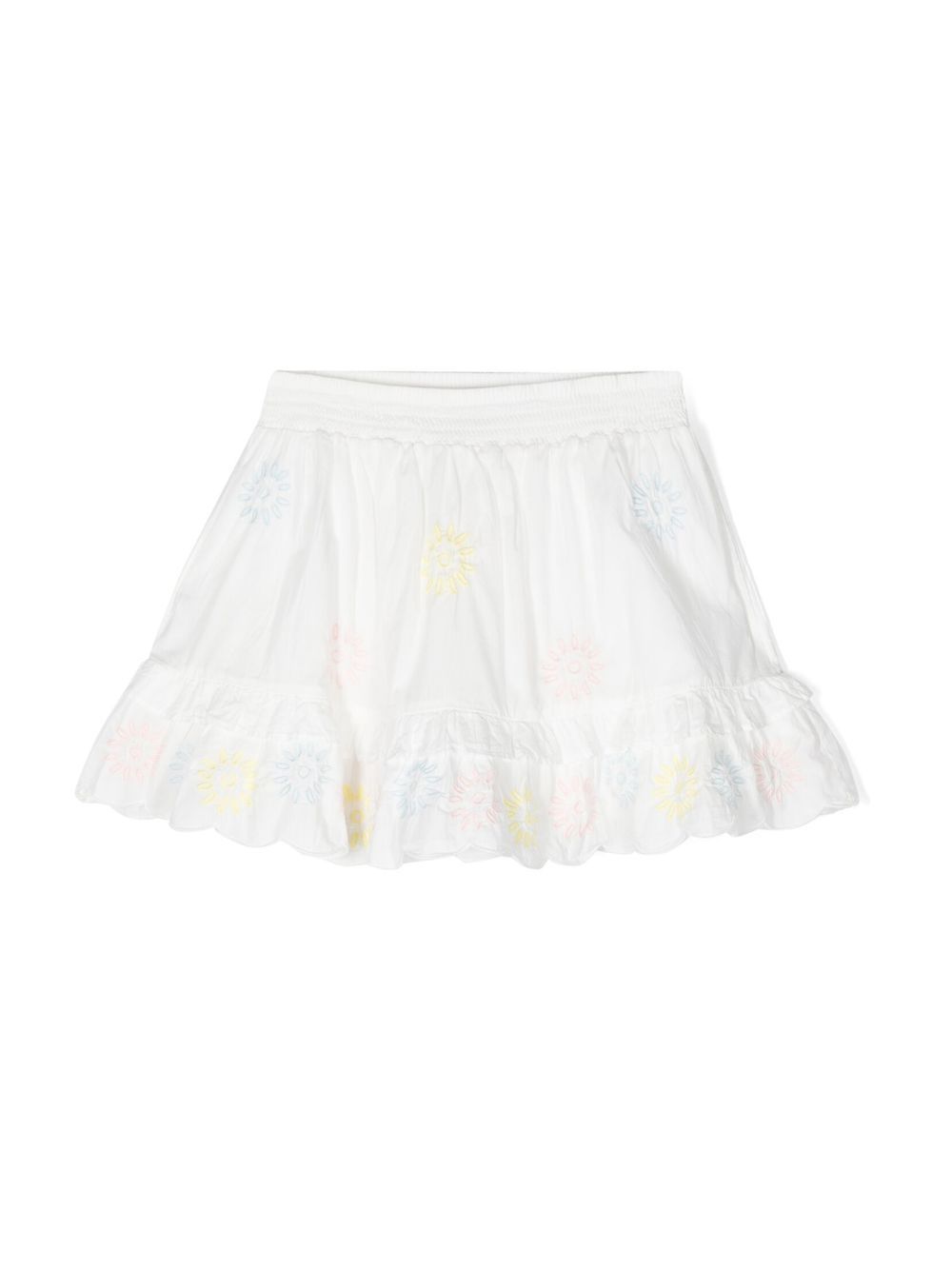 Embroidered ruffle skirt - White