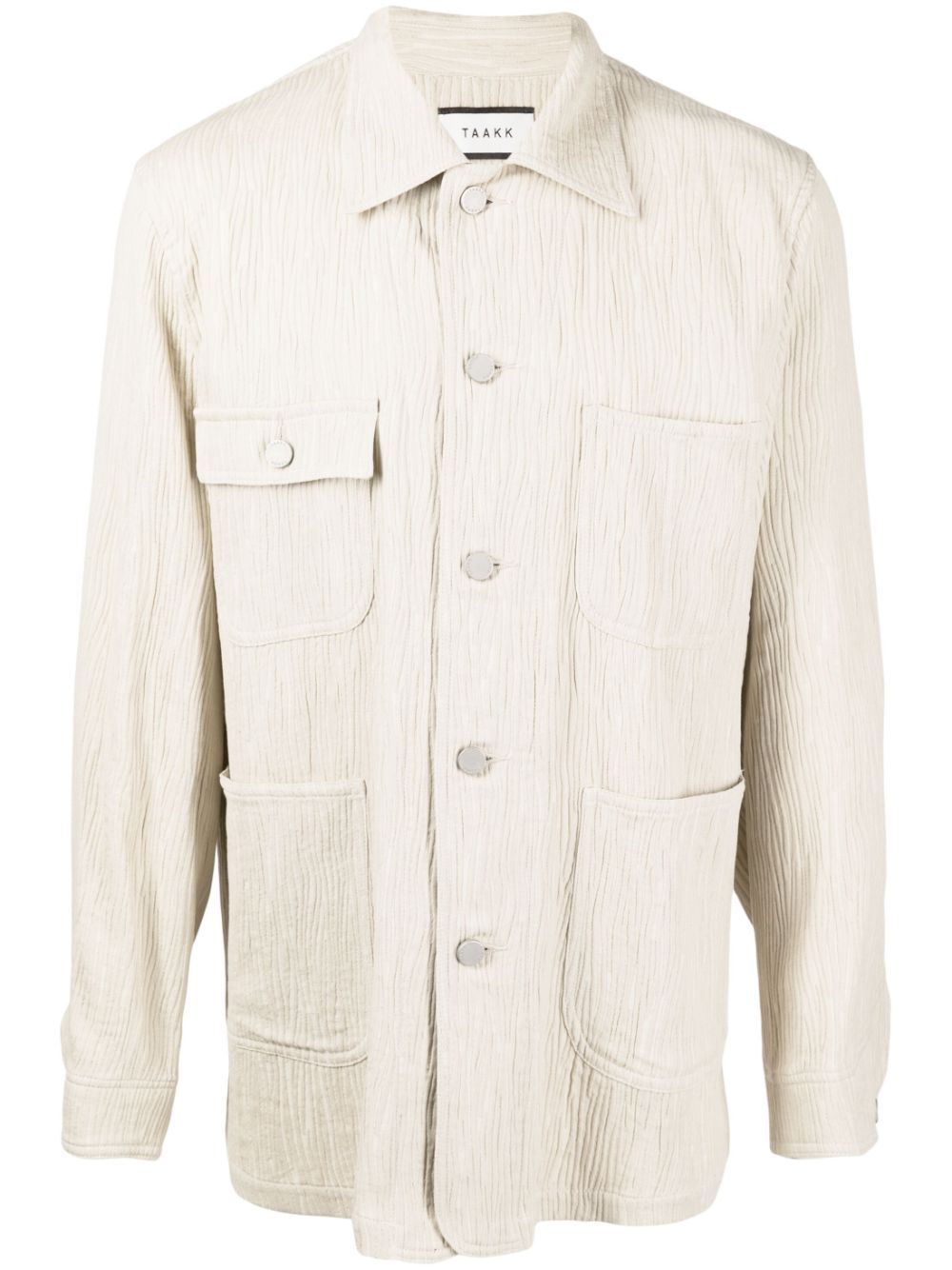 Textured-effect shirt jacket - Neutrals
