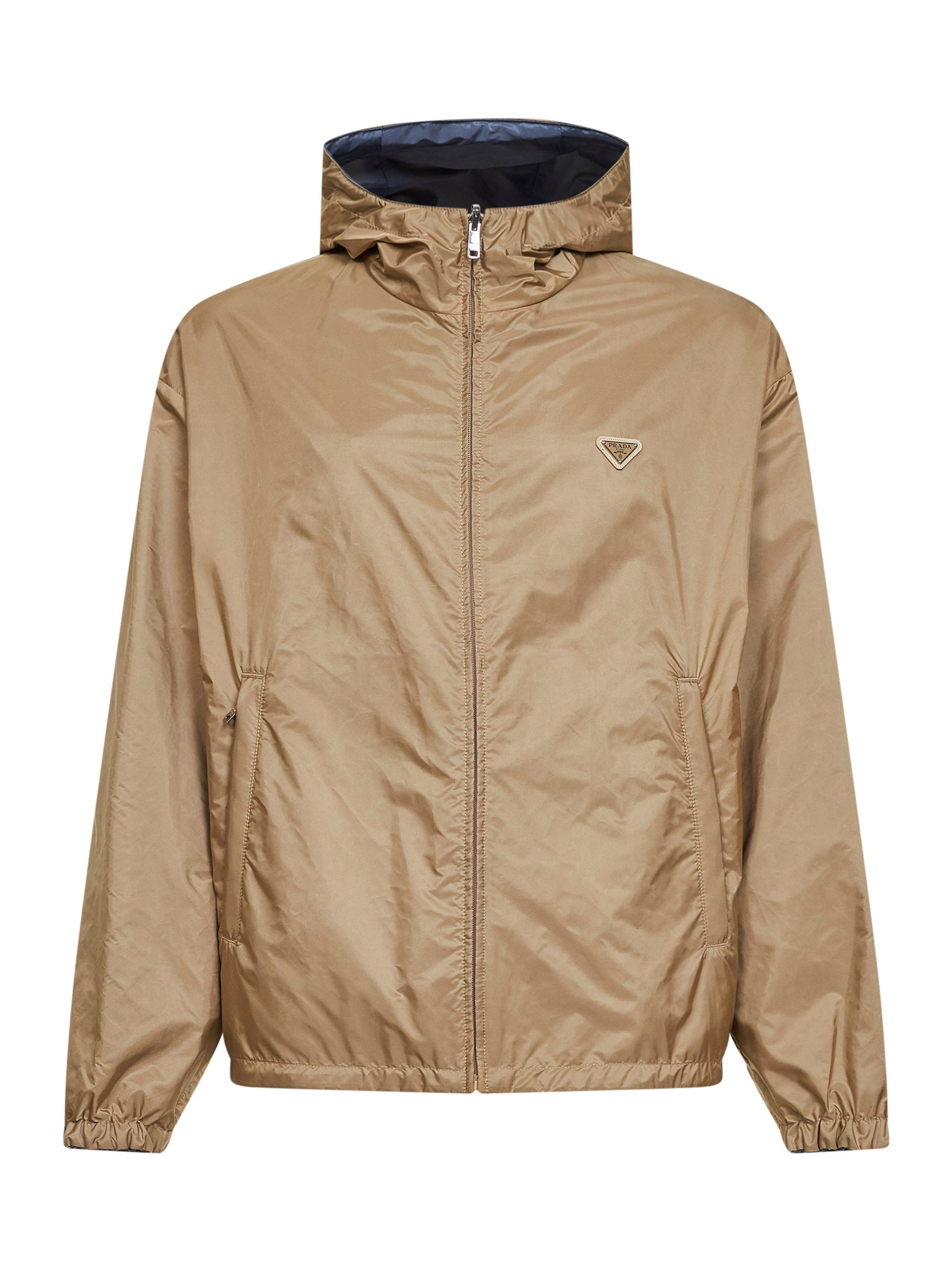 Hooded Reversible Re-Nylon Jacket — Beige