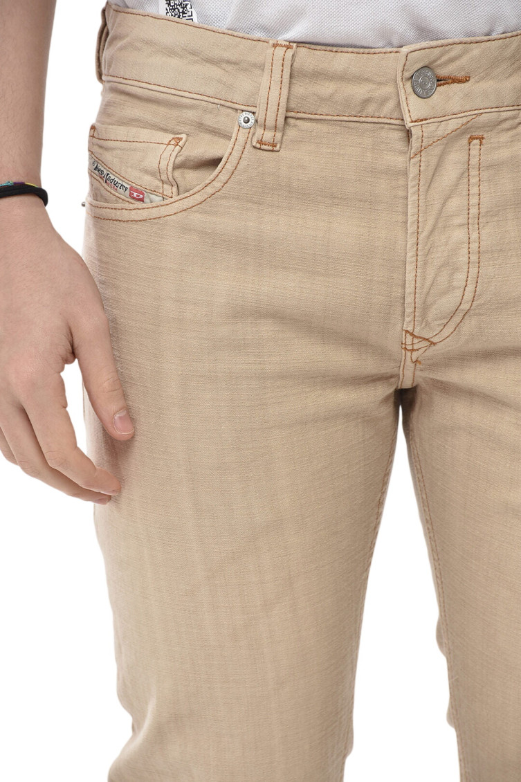 Beige Mid Rise Jeans