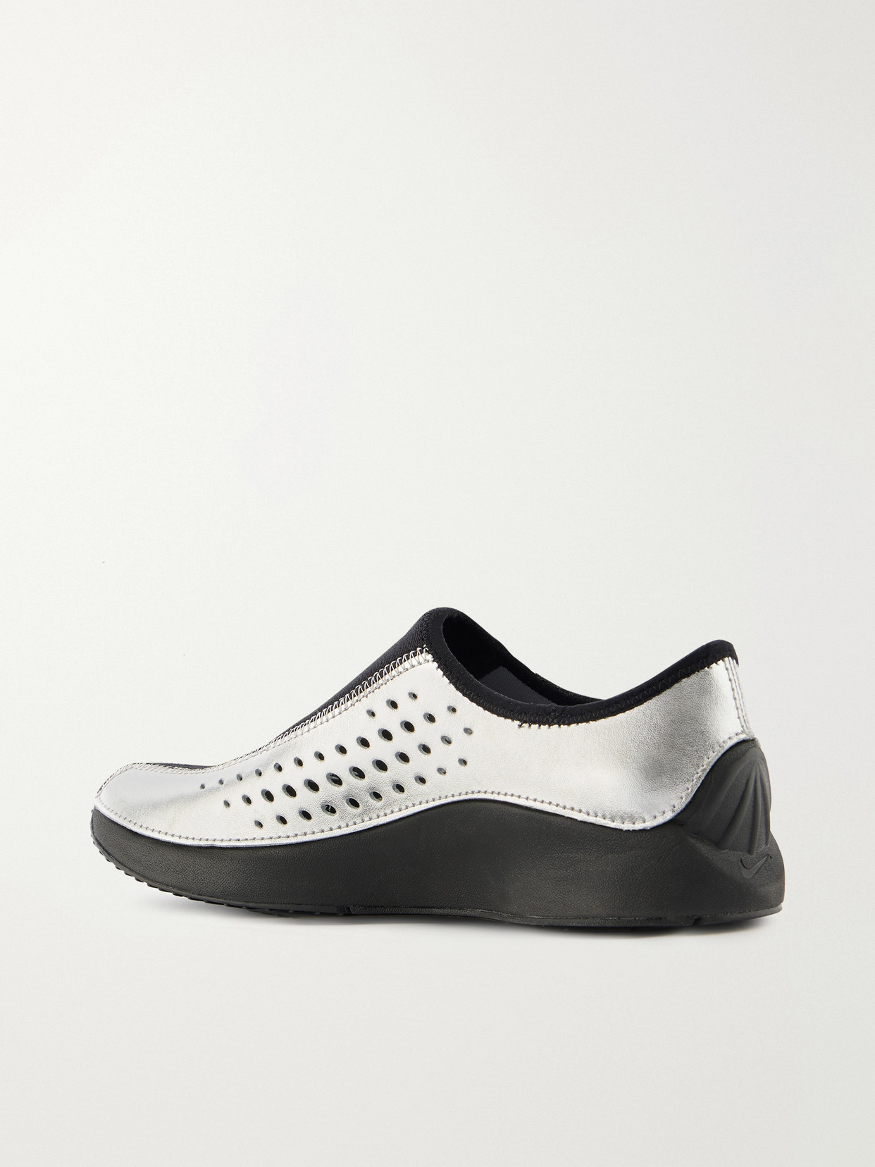 Superfly Suede And Perforated Metallic Leather Slip-on Sneakers - Silver
